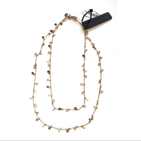 J. CREW Crystal & Gold Tiny Disc Layered Necklace - Picture 4 of 5
